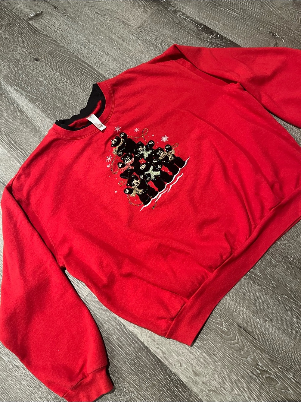 Morning Sun 2XL 1990s layered mock-collar Christmas sweatshirt (A92)